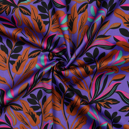 COTTON SATIN LUSH LEAVES NERIDA HANSEN - PURPLE