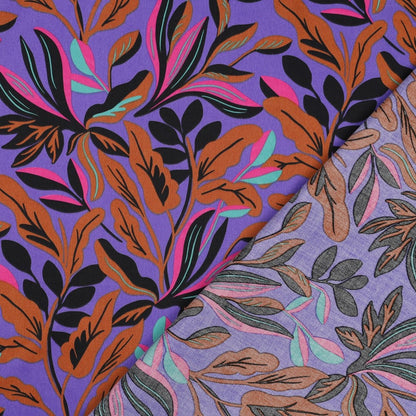 COTTON SATIN LUSH LEAVES NERIDA HANSEN - PURPLE