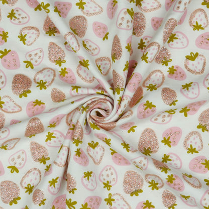 JERSEY GLITTER STRAWBERRY- Poppy Fabrics