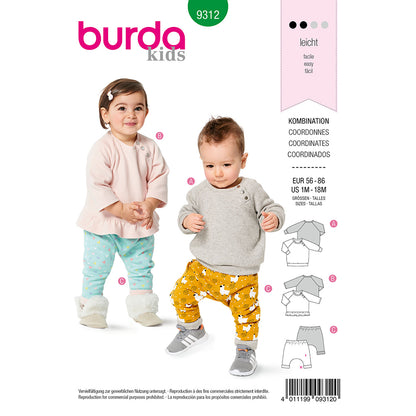 BURDA Kids - 9312 Top with Snap Fastening - Pull-on Pants