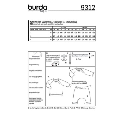 BURDA Kids - 9312 Top with Snap Fastening - Pull-on Pants