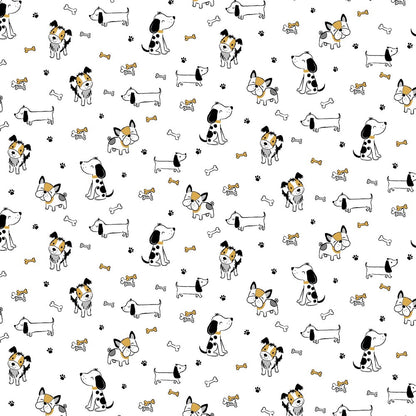 White Poplin Puppies - Poppy Fabrics