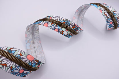 Fun Coloured Daisy Zipper Tape # 5 Zipper (1 Meter)