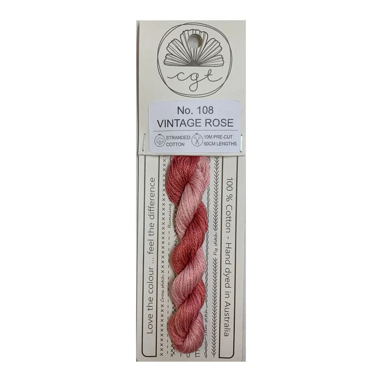 108 Vintage Rose - Fils à broder pré-coupés Mouliné - Cottage Garden Threads
