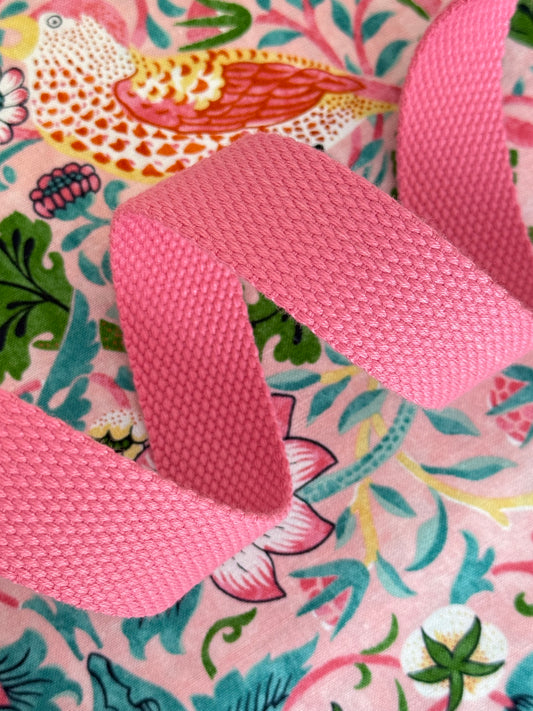 Cotton/Polyester Webbing - 1"-1.5" (Natural,Pink & Black)
