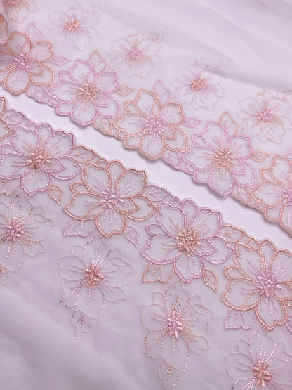 Dainty Flowers - Embroidered Tulle Lace 1 Meter (mirrored)