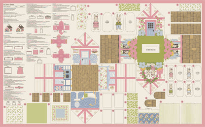 Panneau de projet « My Secret Garden Cloud Garden Bunny Cottage » (Stacy Iest Hsu) - 91,4 cm x 152,4 cm - Moda