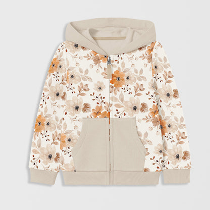 Tricot Français GOTS - Fleurs Blanc Cassé