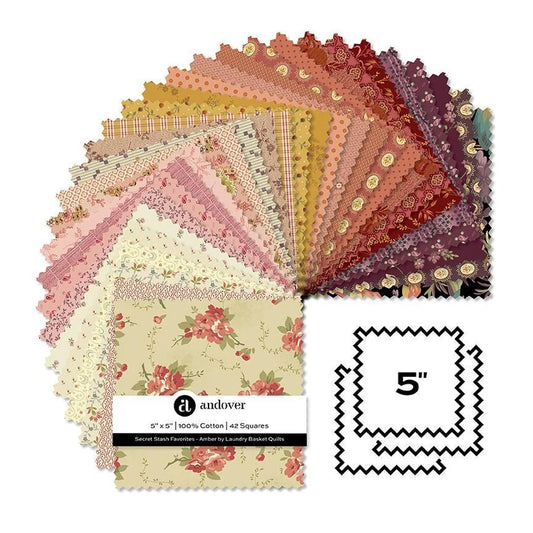 Secret Stash Favourites - Amber 5" Charms - Laundry Basket Quilts