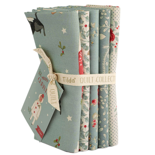 **PRÉCOMMANDE** Merry Little Christmas - Lot de coupons Fat Quarter Duckegg 5 tissus ~ 50 cm x 55 cm - Tilda
