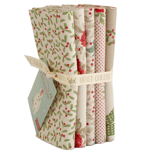 **PRÉCOMMANDE** Merry Little Christmas - Lot de coupons Fat Quarter Creme 5 tissus ~ 50 cm x 55 cm - Tilda