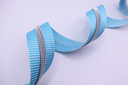 Blue Striped Zipper Tape # 5 Zipper (1 Meter)
