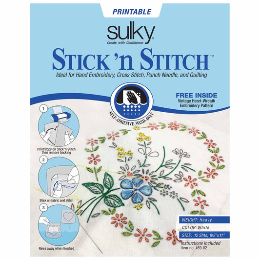 SULKY Stick ‘n Stitch - 21.5 x 28cm (8½″ x 11″) - 12 feuilles