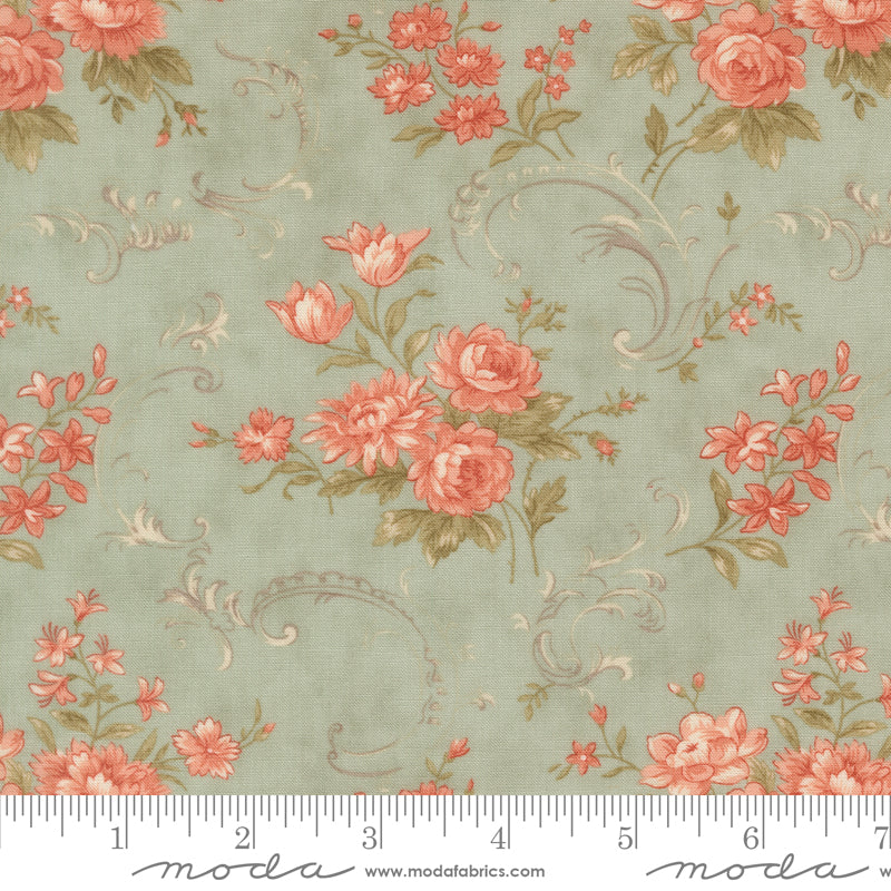 **PRE-ORDER** Dearly Beloved - Floral Swirls (Mist) - 3 Sisters (Moda)