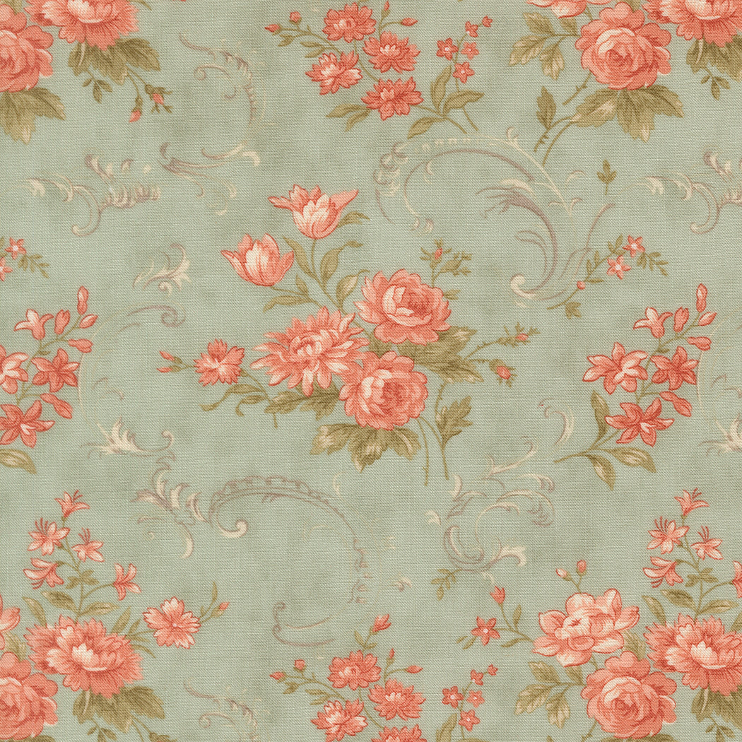 **PRE-ORDER** Dearly Beloved - Floral Swirls (Mist) - 3 Sisters (Moda)