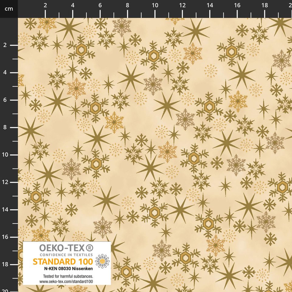 Snow Crystals - Gold Snowflakes - Stof