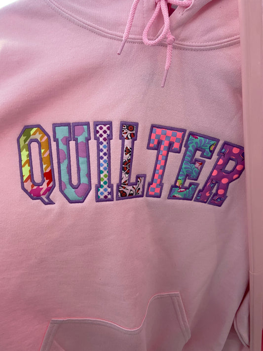 2XL Light Pink QUILTER Hoodie - OUPS (SMALL HOLE)