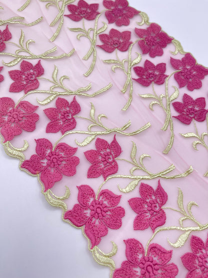 Spring Blossom - 1 Meter Embroidered Tulle Lace