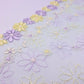 Mint Tulle Purple Yellow Daisy - Embroidered Tulle Lace (mirrored)