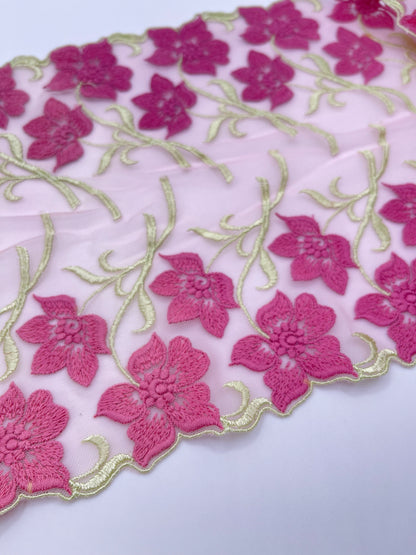 Spring Blossom - 1 Meter Embroidered Tulle Lace