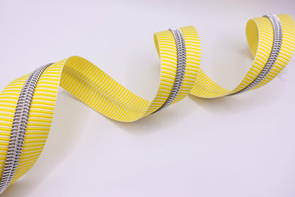 Yellow Striped Zipper Tape # 5 Zipper (1 Meter)