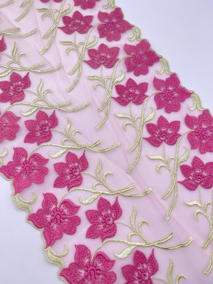 Spring Blossom - 1 Meter Embroidered Tulle Lace