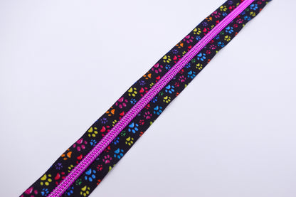Rainbow Paw Print Zipper Tape # 5 Zipper (1 Meter)