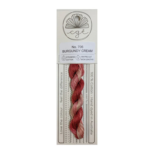 706 Burgundy  Cream - Fils à broder pré-coupés Mouliné - Cottage Garden Threads