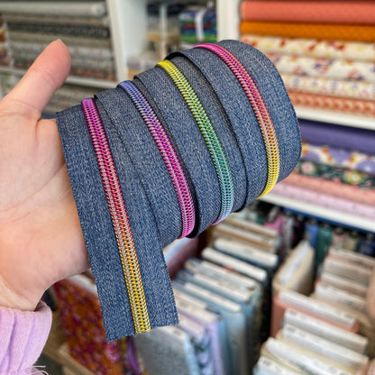 Denim - Rainbow Zipper Tape # 5 Zipper (1 Meter)
