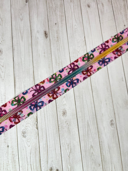 Pink Butterfly - Rainbow Zipper Tape # 5 Zipper (1 Meter)