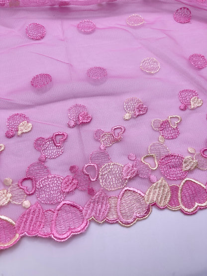 Coeur Rose- Dentelle Tulle Brodée