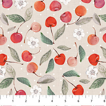 **PRÉCOMMANDE** Cherry Orchard - Cerise (Taupe) - Figo Fabrics