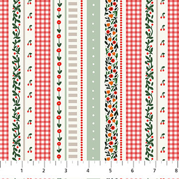 **PRÉCOMMANDE** Cherry Orchard -  Rayure (Rouge Multi) - Figo Fabrics