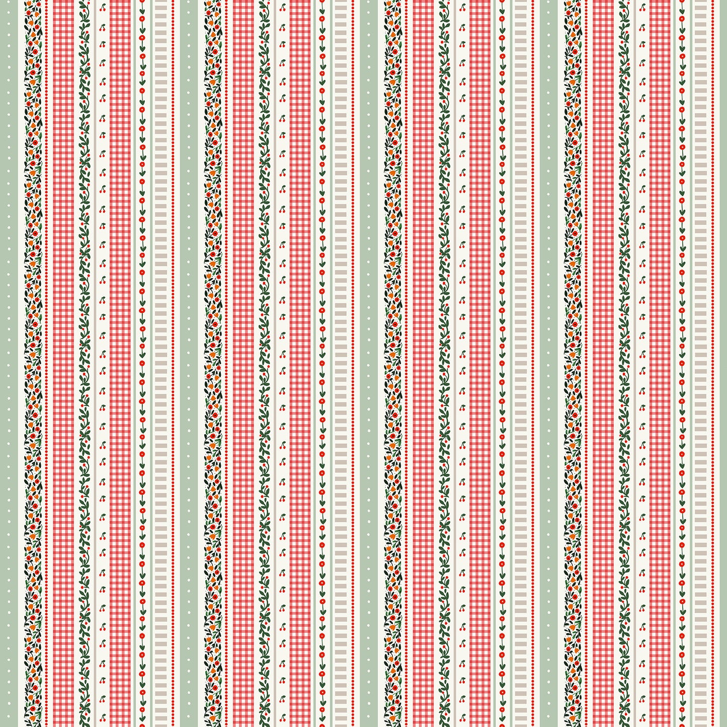 **PRÉCOMMANDE** Cherry Orchard -  Rayure (Rouge Multi) - Figo Fabrics
