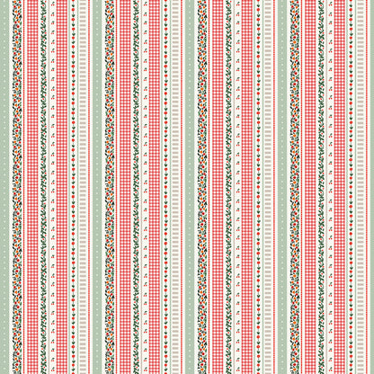 **PRÉCOMMANDE** Cherry Orchard -  Rayure (Rouge Multi) - Figo Fabrics