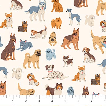 **PRE-ORDER** Always By My Side - Dogs (Cream) - Figo Fabrics