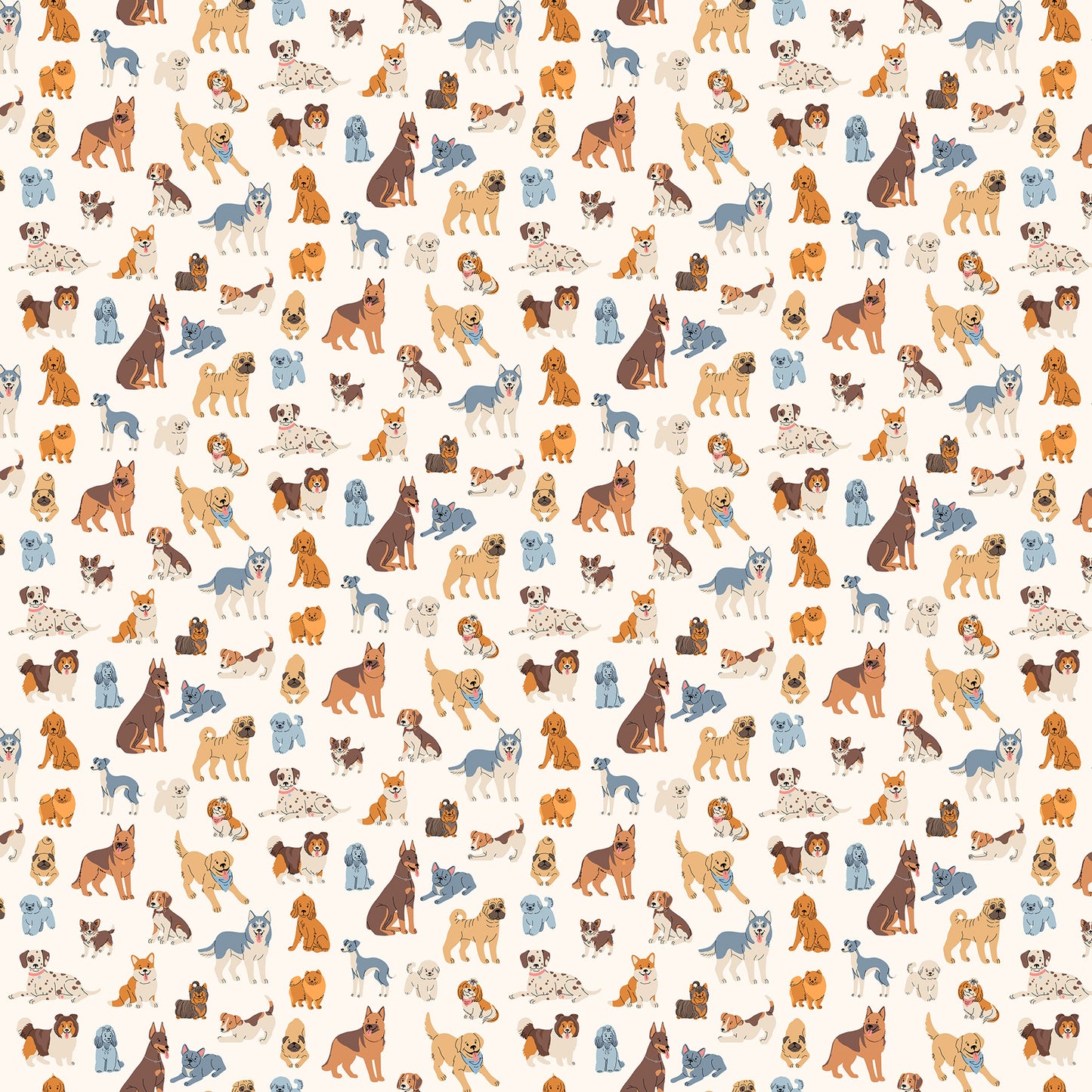 **PRE-ORDER** Always By My Side - Dogs (Cream) - Figo Fabrics