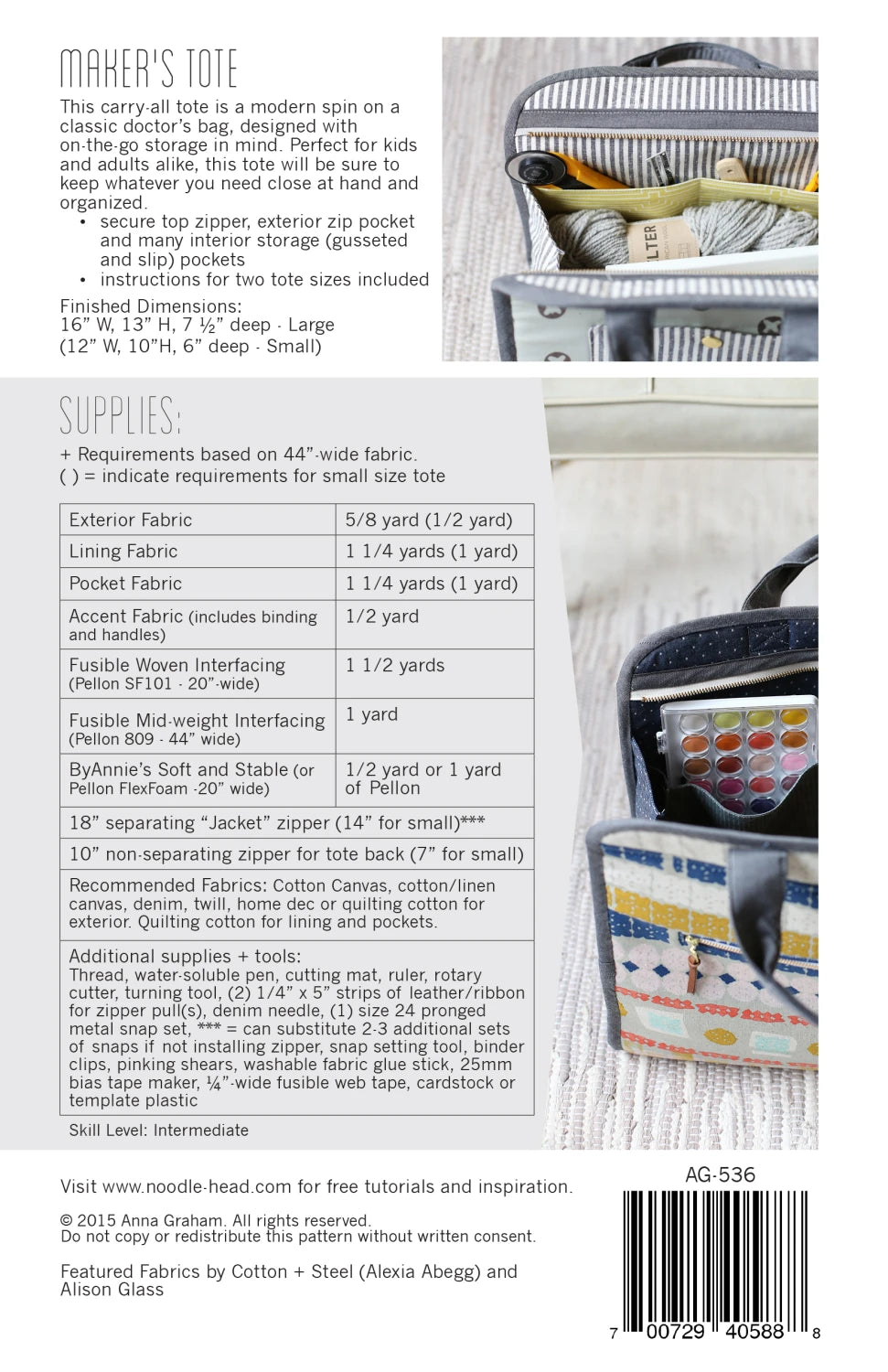 Maker's Tote - Noodlehead Pattern