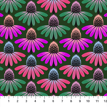 Perennial Borders - Echinacea Rhythm Forest - Anna Maria Textiles