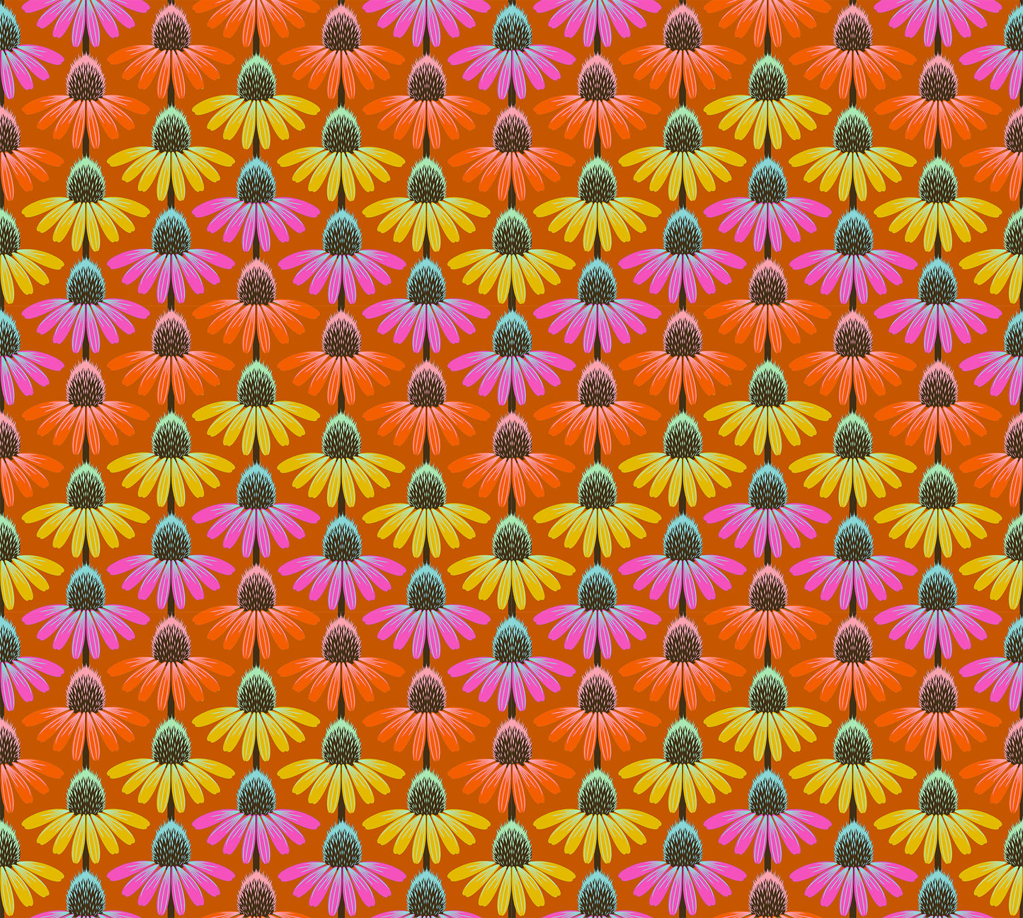Perennial Borders - Echinacea Rhythm Fire - Anna Maria Textiles