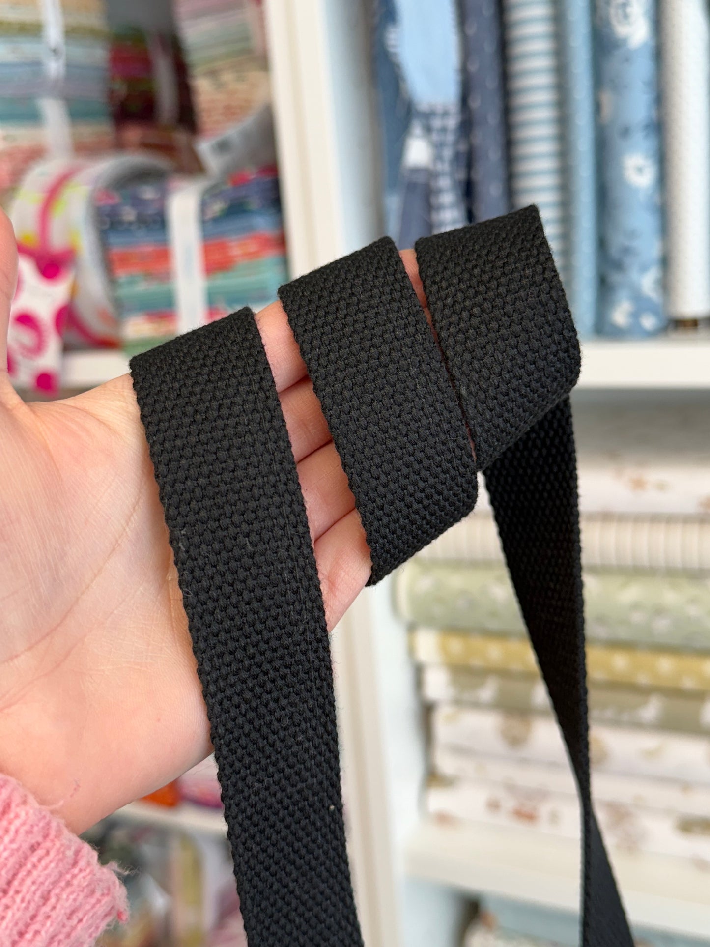 Sangle en coton/polyester - 1" - 1.5" (naturel, rose et noir)