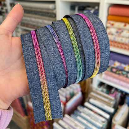 Denim - Rainbow Zipper Tape # 5 Zipper (1 Meter)
