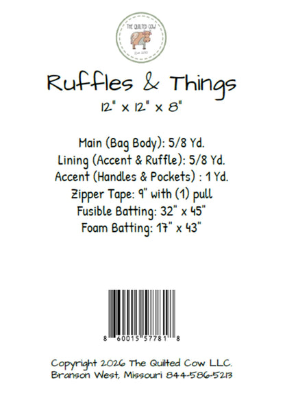 Ruffles & Things Patron imprimé - Bellagia & Co pour The Quilted Cow