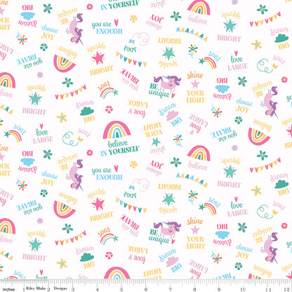 White Unicorn Kingdom Be You - Riley Blake Designs