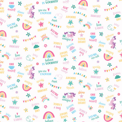 White Unicorn Kingdom Be You - Riley Blake Designs