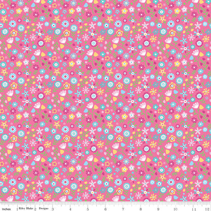 Hot Pink Unicorn Kingdom Flowers - Riley Blake Designs
