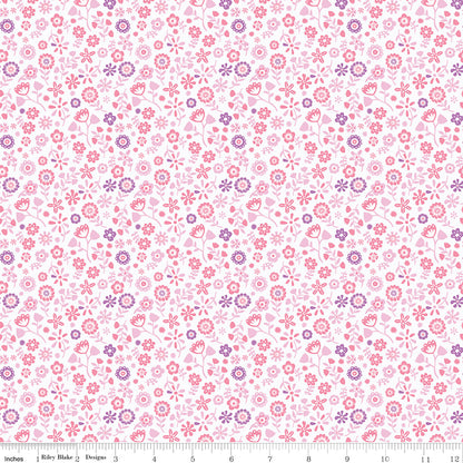 White Unicorn Kingdom Flowers - Riley Blake Fabric