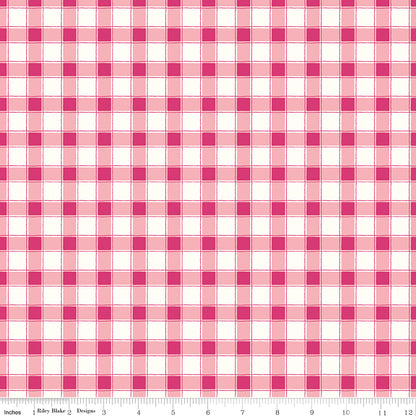 Hope in Bloom - Plaid Hot Pink - Riley Blake Designs
