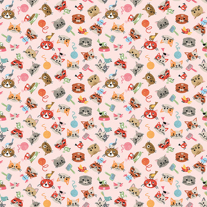 Cat's Meow - Head Toss Pink - Riley Blake Designs