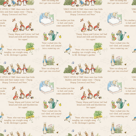 The Tale of Peter Rabbit - Text Cream- Riley Blake Designs
